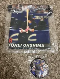 中日ドラゴンズ　20祭FCきんちゃく、缶バッジ　大島洋平