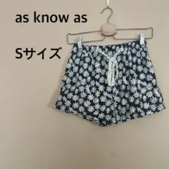 【as know as】レディース/キュロットパンツ/紺/白/花柄/ウエストゴム