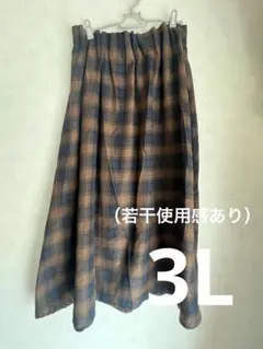 （若干使用感あり）大きいサイズ 3Lウエストゴム チェックスカート