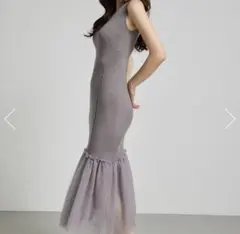 many wayチュールペプラム　リエンダ　タイトワンピース　ニットワンピース