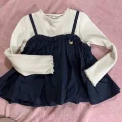 petit main 長袖カットソー 110 ホワイト/ネイビー