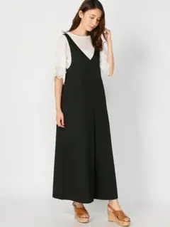 新品　グローバルワーク　バックリボンコンビネゾン（L）黒　オールインワン