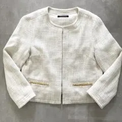 【美品】ツイードジャケット　入学式　卒業式　結婚式　フォーマル　オケージョン