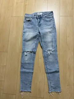 AZUL by moussyライトブルー ダメージ加工 スキニーデニム