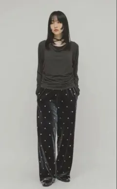 KBF ベロアイージパンツ　CCL刺繍