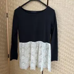 PAGEBOY 長袖 Tシャツ レース付き 黒/白