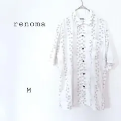 レノマ シャツ 半袖オープンカラーシャツ 総柄 M ボタニカル柄 ポケットのサムネイル