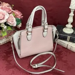 ピンク×ホワイト♡バイカラーのハンドバッグ(ショルダー付き)♡