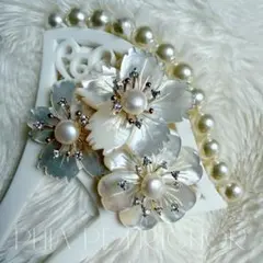 髪飾り 桜 かんざし バチ型 螺鈿 真珠母貝 パール 簪