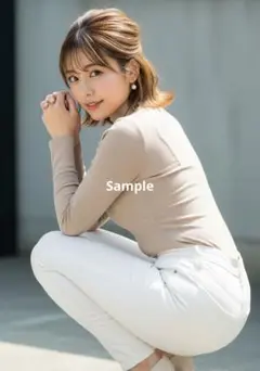【現品限り！】【AI作成写真L判サイズ】理想の彼女 しゃがんで