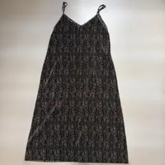 ペイズリー柄 プリーツ キャミワンピース ロング丈