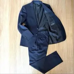 【RITORNO】青山リトルノ　ウール混　濃紺　無地　スーツセットアップ　YA5