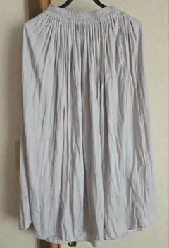 ユニクロ UNIQLO ギャザーロングスカート ライトグレー