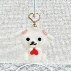♡羊毛フェルト マルチーズ♡ キーホルダー マスコット ぬいぐるみ 犬 花