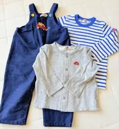 MIKI HOUSE ネイビー ロンパース　ロンT カーディガンセット