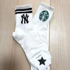 【韓国製】靴下 レディースソックス 2点セット NY スタバ
