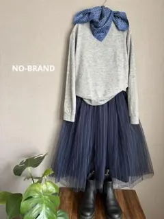 NO-BRAND シアフレア切り替えワンピース（M）