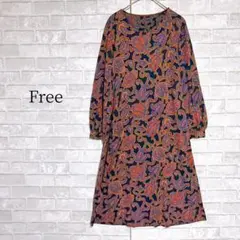 【1点物】アンティーク ペイズリー 総柄ワンピース ボタニカル レトロポップ