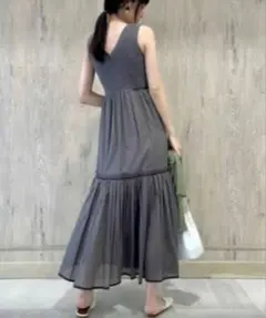 【FRAY I.D 】2wayニットコンビコットンボイルワンピース　グレー