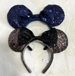 ディズニーカチューシャ　スパンコール　リボン　2個セット　卒業　春キャン