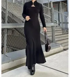 【Mavie..7】チャイナドッキングニットワンピース