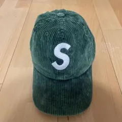 Supreme Sロゴ コーデュロイ キャップ グリーン