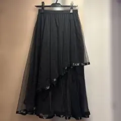 ブラック シースルー アシンメトリックスカート