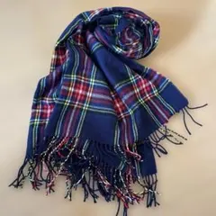 ネイビーとレッドのチェックマフラー　ストール