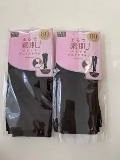 チュチュアンナ　フェイクタイツ　80デニール　黒×ブルベ　M-L 新品　④