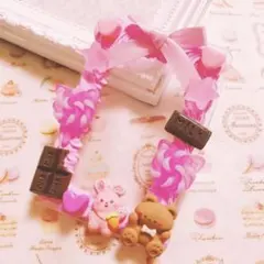 クマちゃんとうさちゃんのお菓子のホイップデコ トレカケース リボン キャンディ