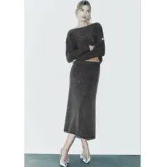 ZARA スパンコールニットミディスカート