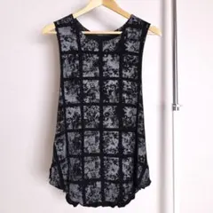 vintage 変形 レイヤード タンクトップ 総柄 M y2k ギミック