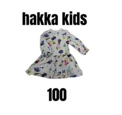 【ハッカキッズ】花柄ワンピース　女の子　トレーナー生地　100cm