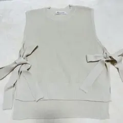 新品未使用！Misch Masch ベージュリブ編みノースリーブベストM