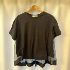 定価12000【ヤマダヤ】オーガンジー付きブラックTシャツ