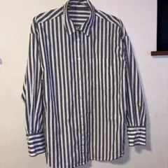 GU ストライプオーバーサイズシャツ グレー S 中古