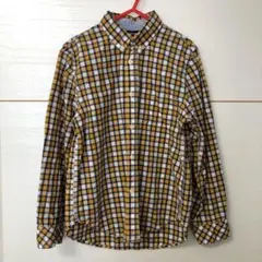 H&M エイチアンドエム チェック ボタンダウン シャツ 長袖 イエロー 128