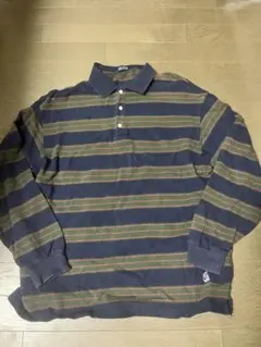 90s Nautica ボーダーポロシャツ ネイビー グリーン 古着 M