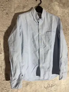 ナノユニバース 長袖シャツ 水色 S ボタンダウン 綿100 ボタンダウンシャツ