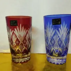 色被せ切子 3個セット Amazon | 色被せ切子 匠 源 5個セットグラス | ノーブランド品