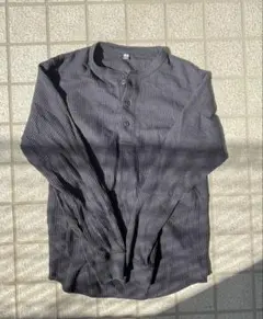 ユニクロ　サーマル　ワッフルヘンリーネックt ブラック