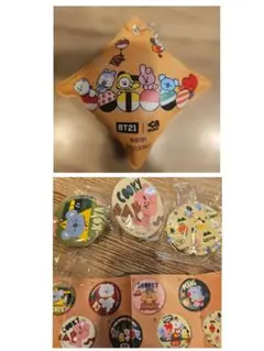 BT21 RJ クッションチャーム＆缶バッジ くら寿司