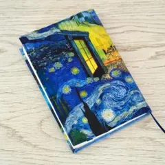 【文庫本】アートなブックカバー★ゴムバンド栞付★ゴッホ★星月夜 夜のカフェテラス
