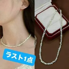 人気 ミニ不揃い 淡水パール風 ネックレス ホワイト 極小パール 華奢 シンプル