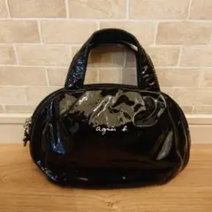 美品　アニエスベー 　エナメル　ハンドバッグ バック 黒