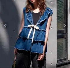FREAK'S STORE デニムフリルティアードベスト