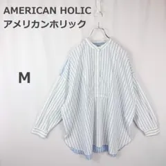 【アメリカンホリック】ビッグシルエット ストライプシャツ 羽織り フェミニン M