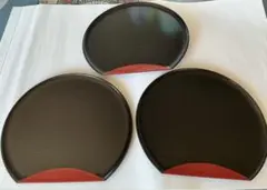 ♦️半月盆 3枚セット 黒 赤 和食器 お盆 トレー ♦️山中 漆器