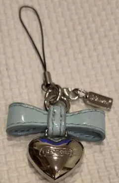 COACH キーホルダー リボン ハート ブルー
