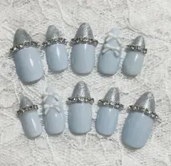 ネイルチップ量産型地雷韓国フレンチガーリー天使界隈平成女児ワンホンリボンスナ系